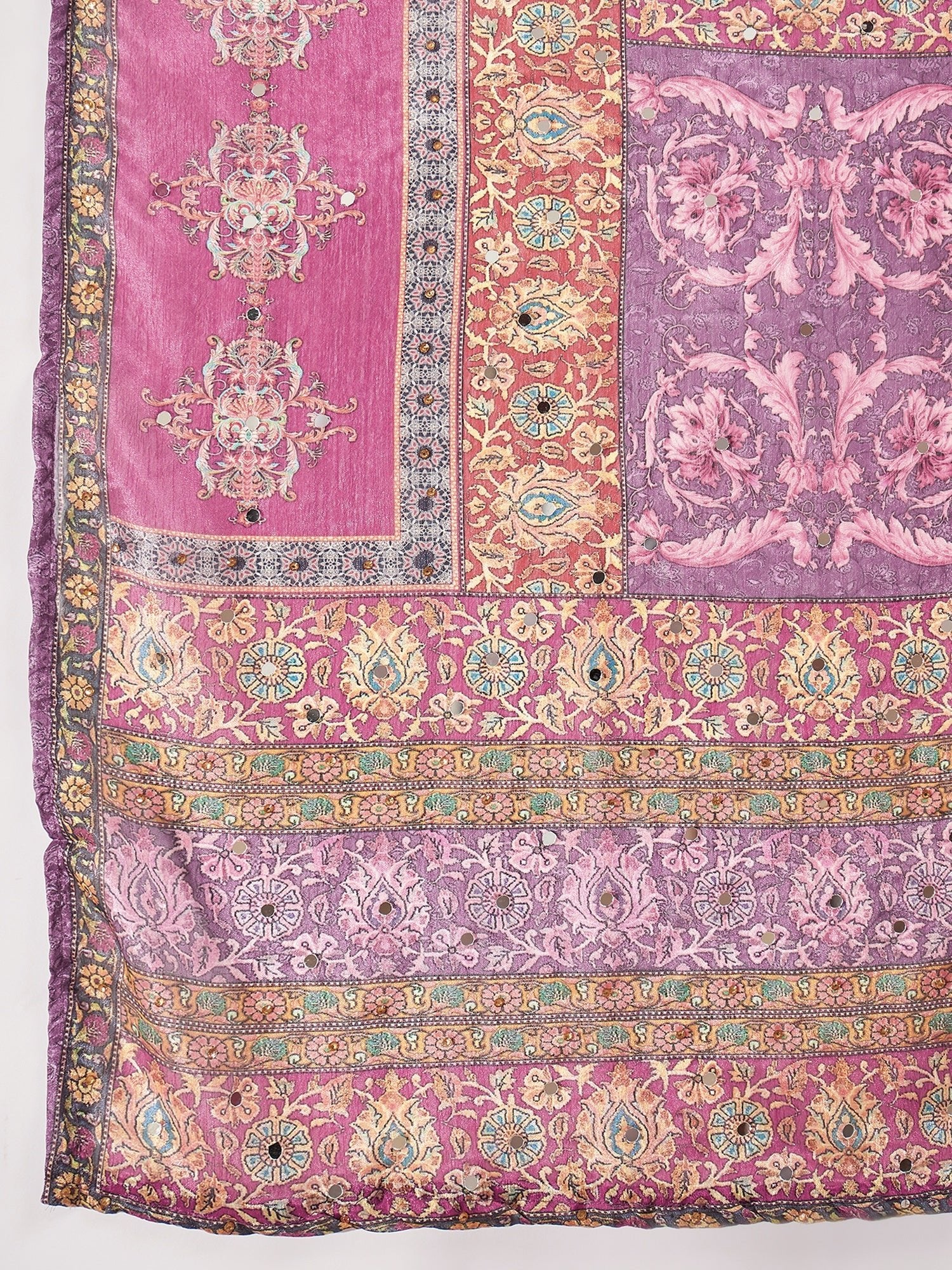 Lavender Pure Silk Yoke Neck Kurta Set — full length casual look — Lavender — Banwaree