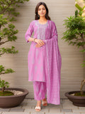 Pink Pure Cotton Kurta Set — front view — pure cotton ethnic wear women 3