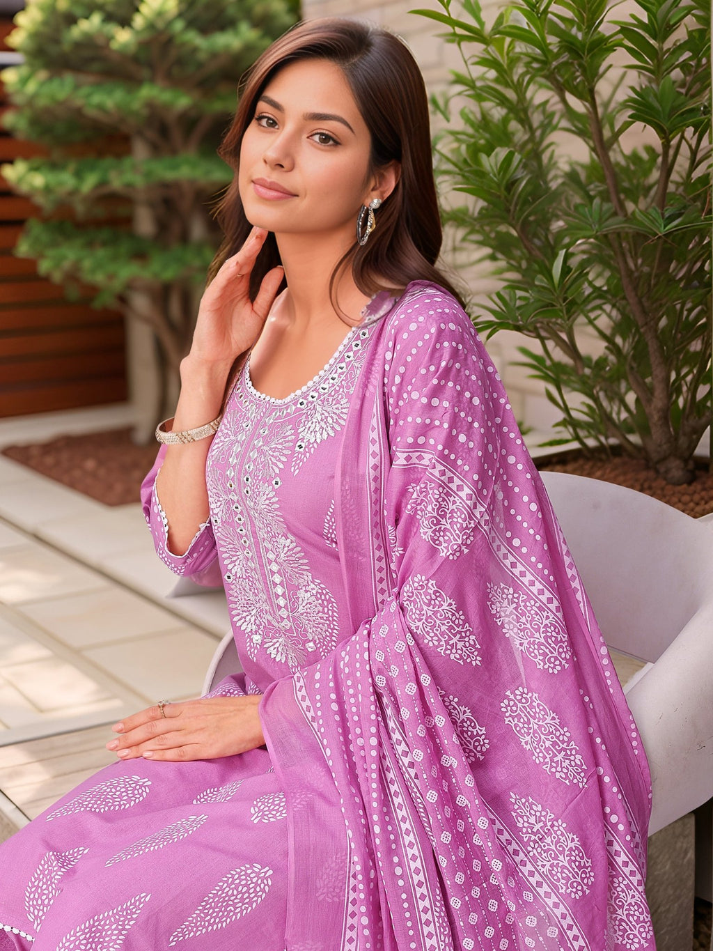 Pink Pure Cotton Kurta Set — dupatta close up — Pink Pure Cotton — Banwaree 3