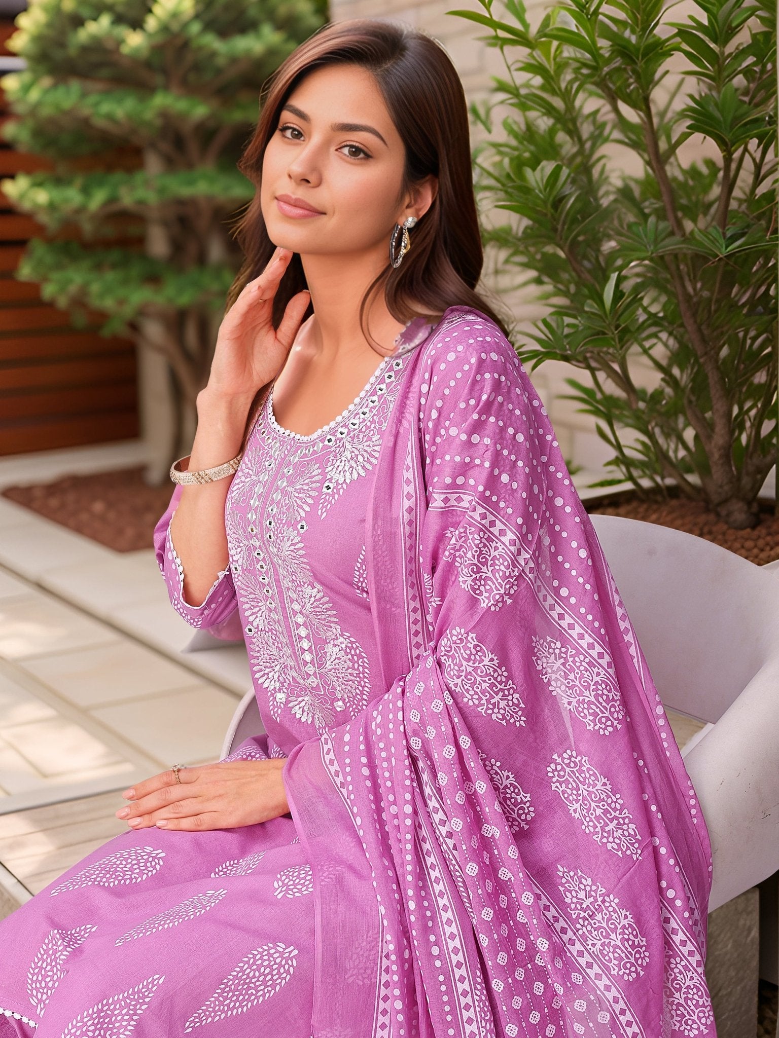 Pink Pure Cotton Kurta Set — dupatta close up — Pink Pure Cotton — Banwaree 3