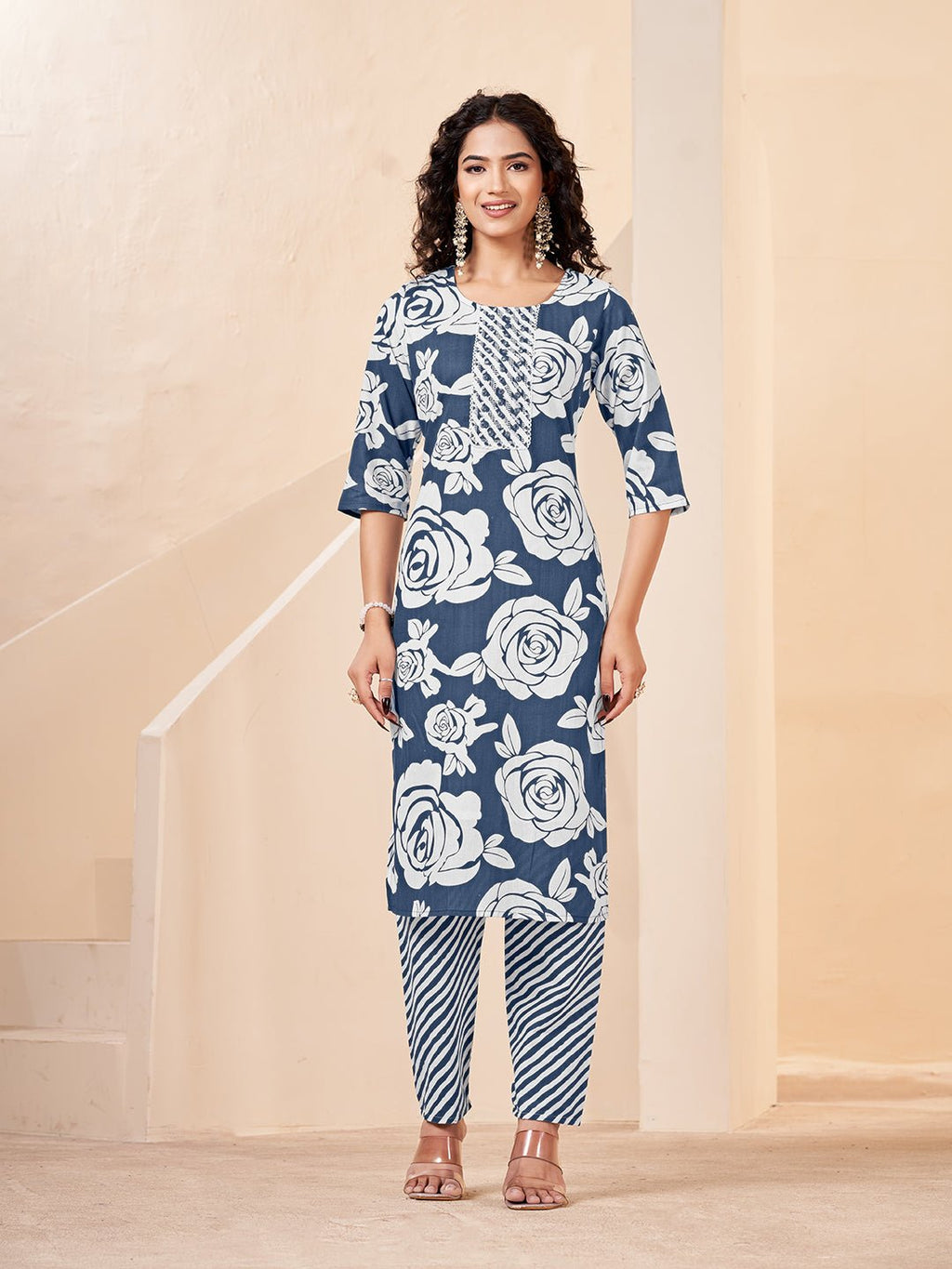 Blue Pure Cotton Straight Kurta Set — everyday styling — summer pure cotton — Banwaree