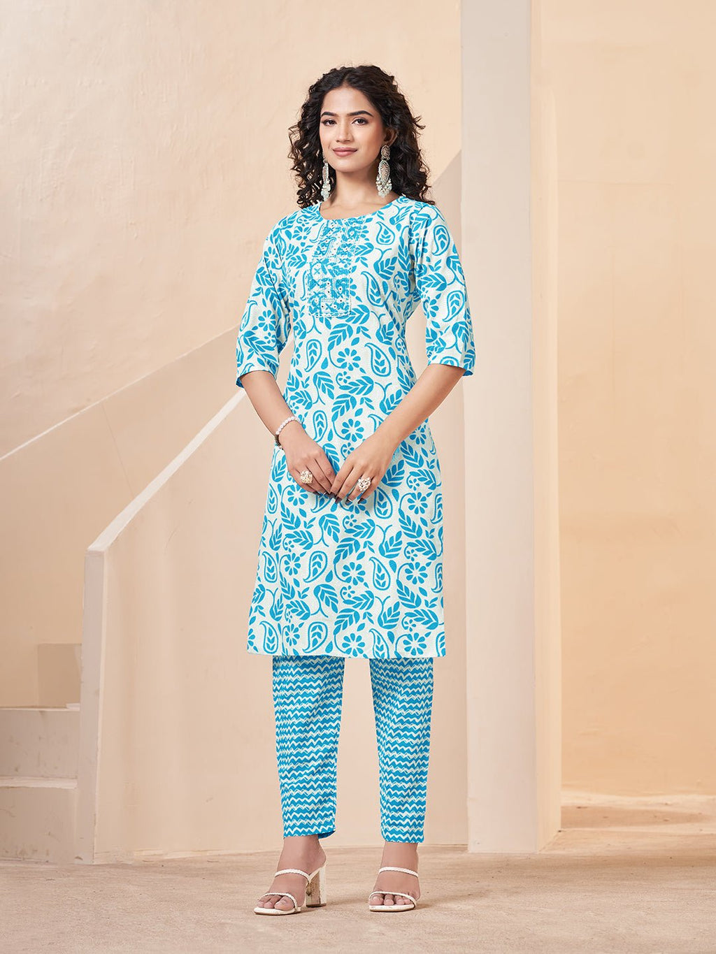Blue Straight Kurta Set — everyday styling — summer pure cotton — Banwaree