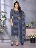 Navy Blue Printed Pure Cotton Kurta Set — front view — pure cotton ethnic wear women
