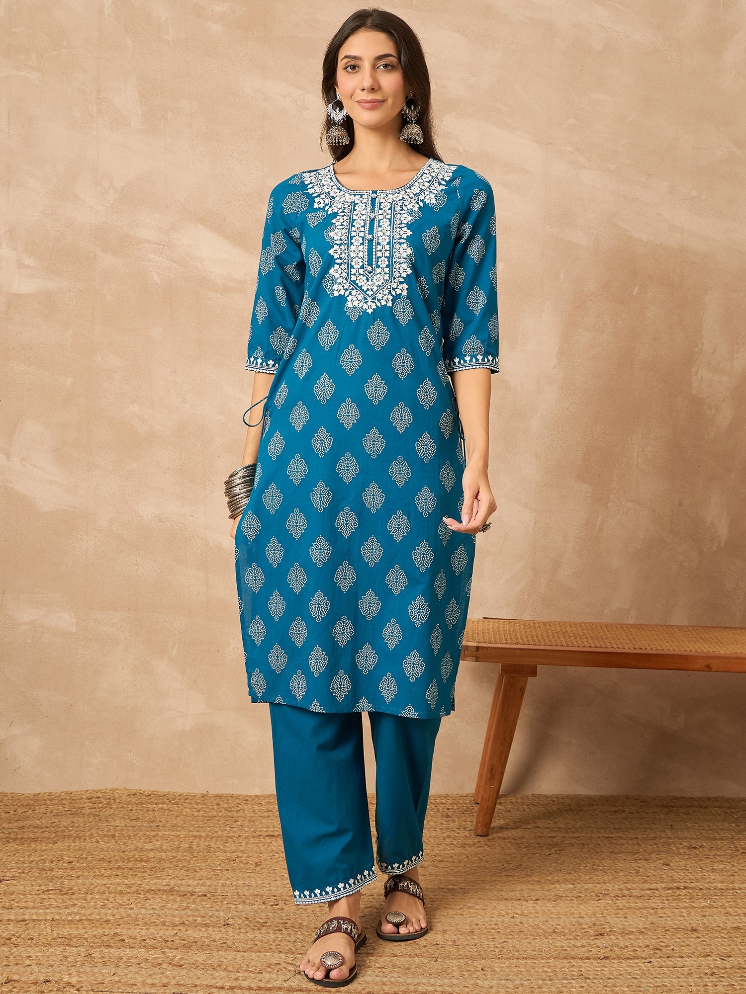 Blue Pure Cotton Kurta Set — complete 3-piece set — Blue Pure Cotton 2
