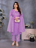 Lavender Cotton Blend Straight Kurta Set — front view — pure cotton ethnic wear women