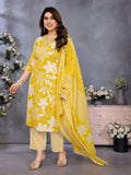 Yellow Cotton Blend Kurta Set — front view — pure cotton ethnic wear women