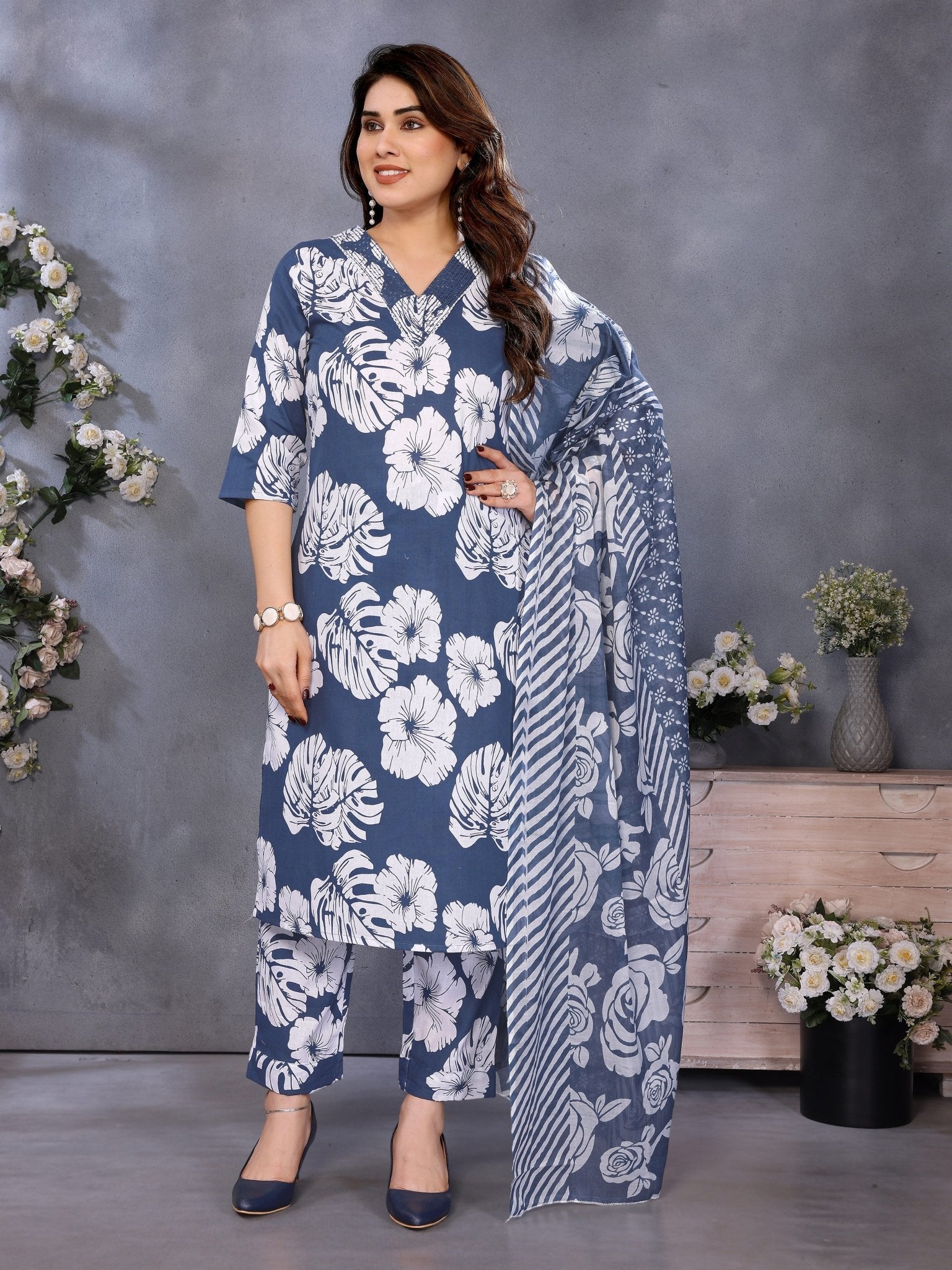 Blue Indian Kurta Set — everyday styling — casual cotton blend — Banwaree