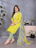 Yellow Printed Cotton Blend Kurta Set — front view — pure cotton ethnic wear women