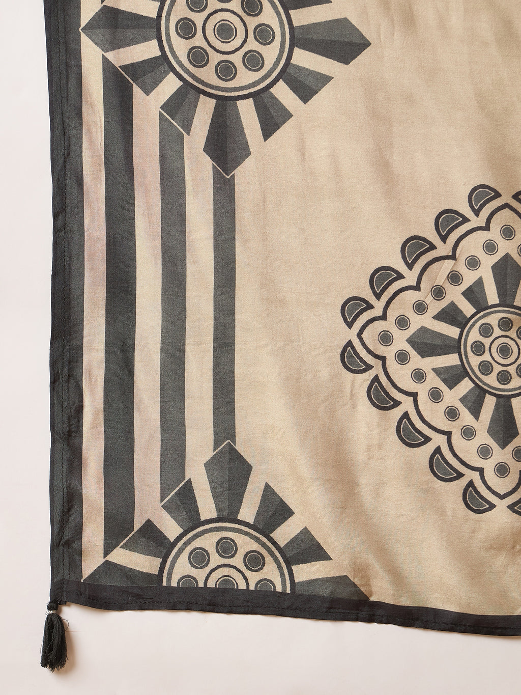 Grey Printed Pure Silk Kurta Set — full length casual look — Grey — Banwaree