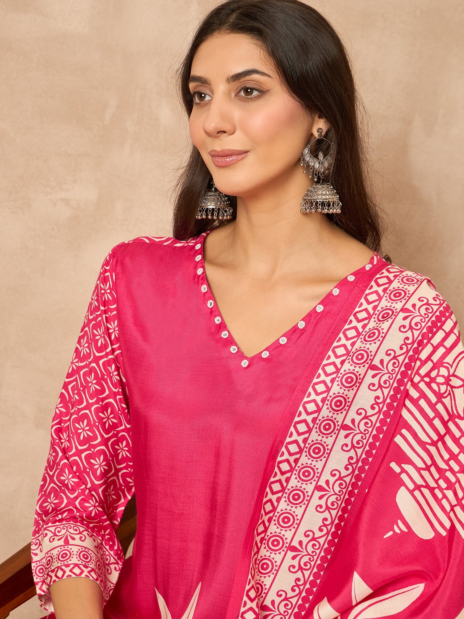 Pink Pure Silk Printed Kurta Set — casual styling — rich pure silk — Banwaree