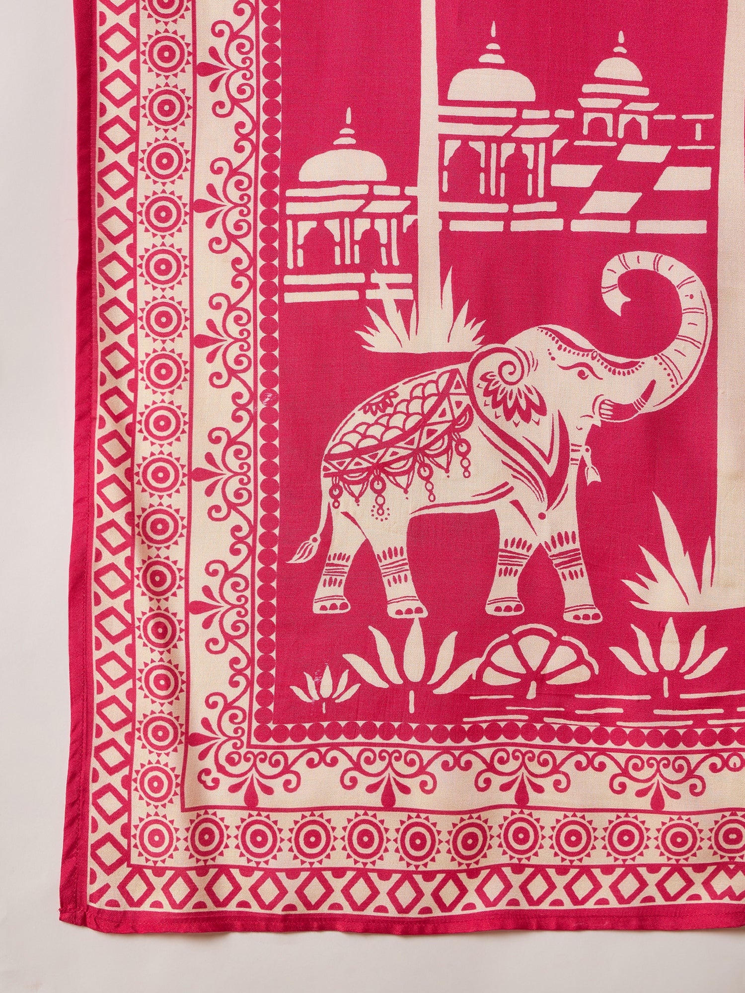 Pink Pure Silk Printed Kurta Set — full length casual look — Pink — Banwaree