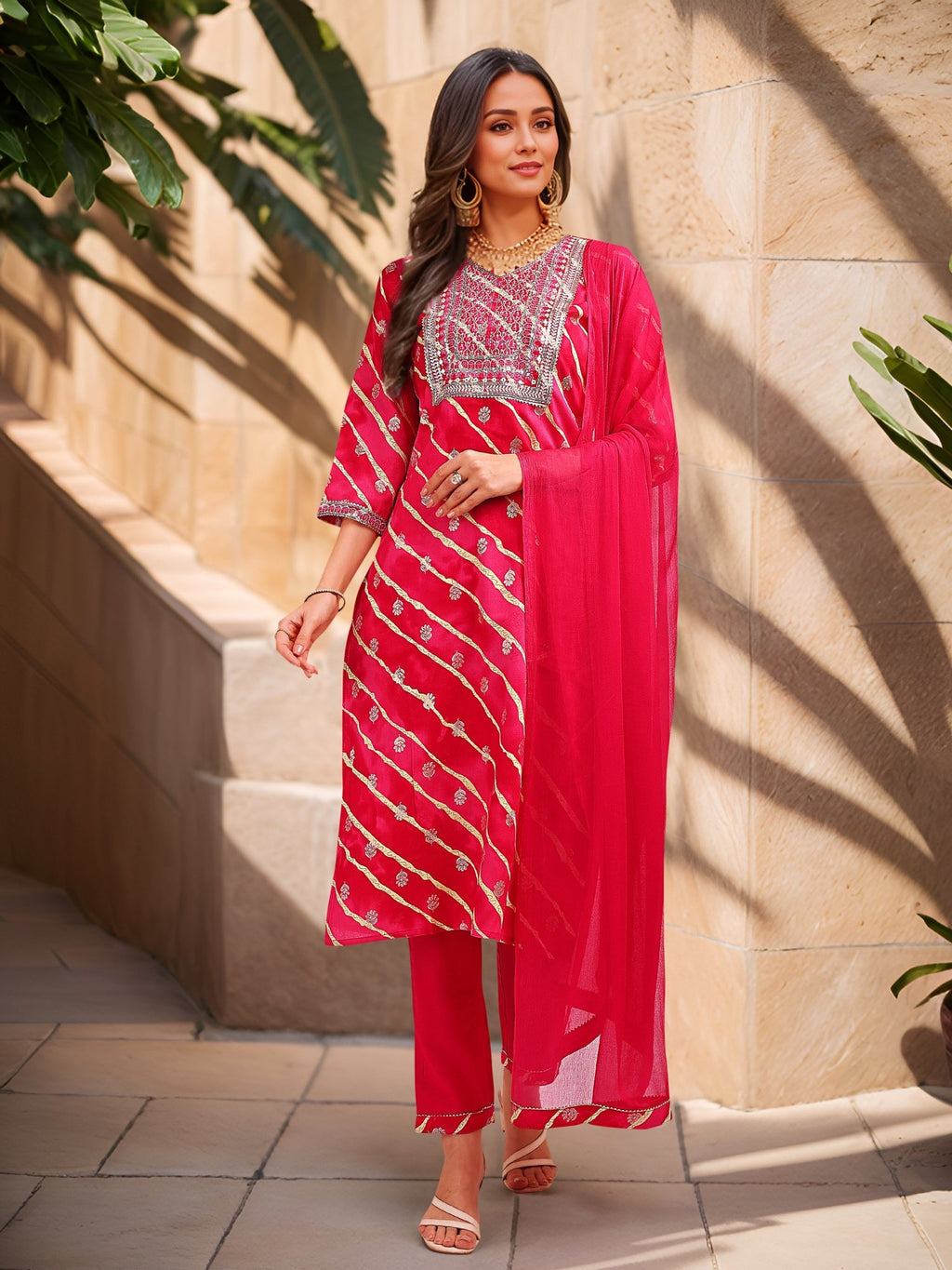 Pink Pure Cotton Kurta Set — front view — pure cotton ethnic wear women 2