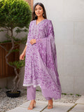 Purple Straight Kurta Set — front view — pure cotton ethnic wear women