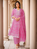 Pink Pure Cotton Kurta Set — front view — pure cotton ethnic wear women