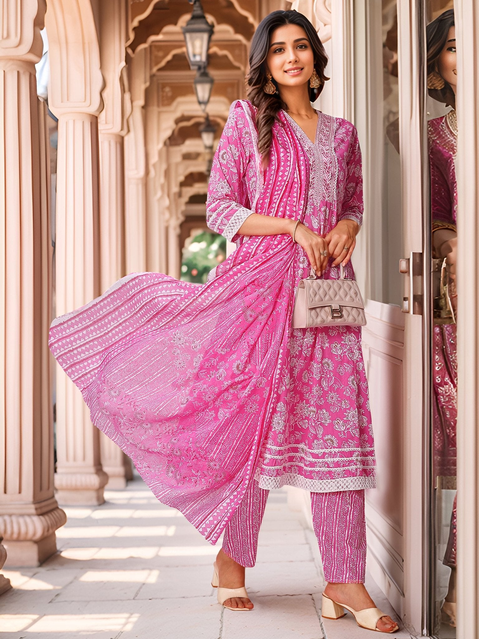 Pink Pure Cotton Kurta Set — casual styling — summer pure cotton — Banwaree