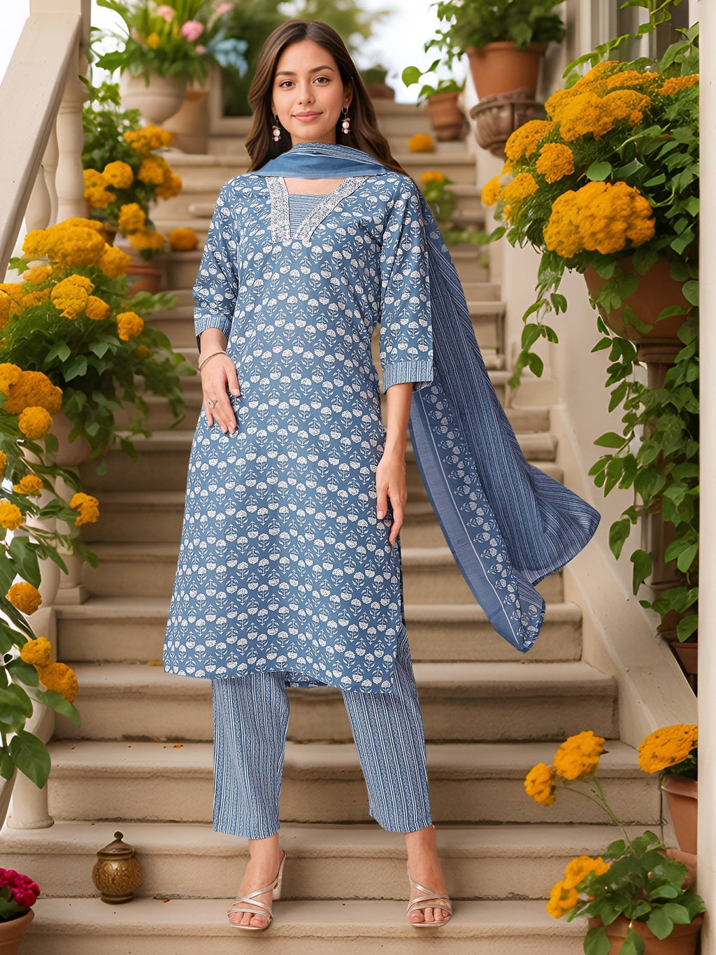 Blue Pure Cotton Kurta Set — everyday styling — summer pure cotton — Banwaree