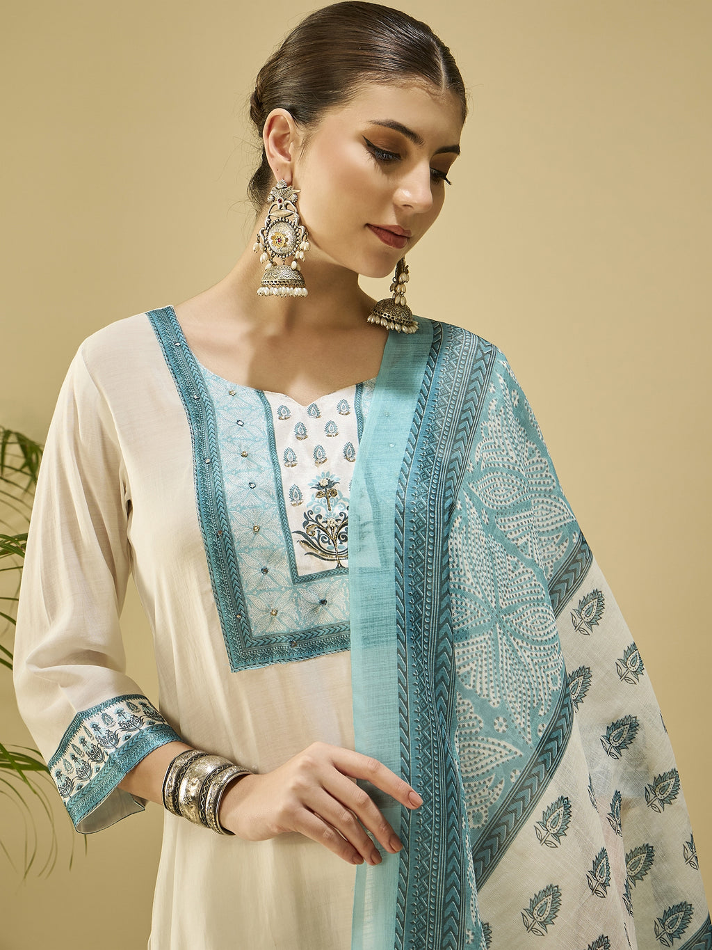 White Silk Blend Festive Kurta Set — everyday styling — graceful silk blend — Banwaree