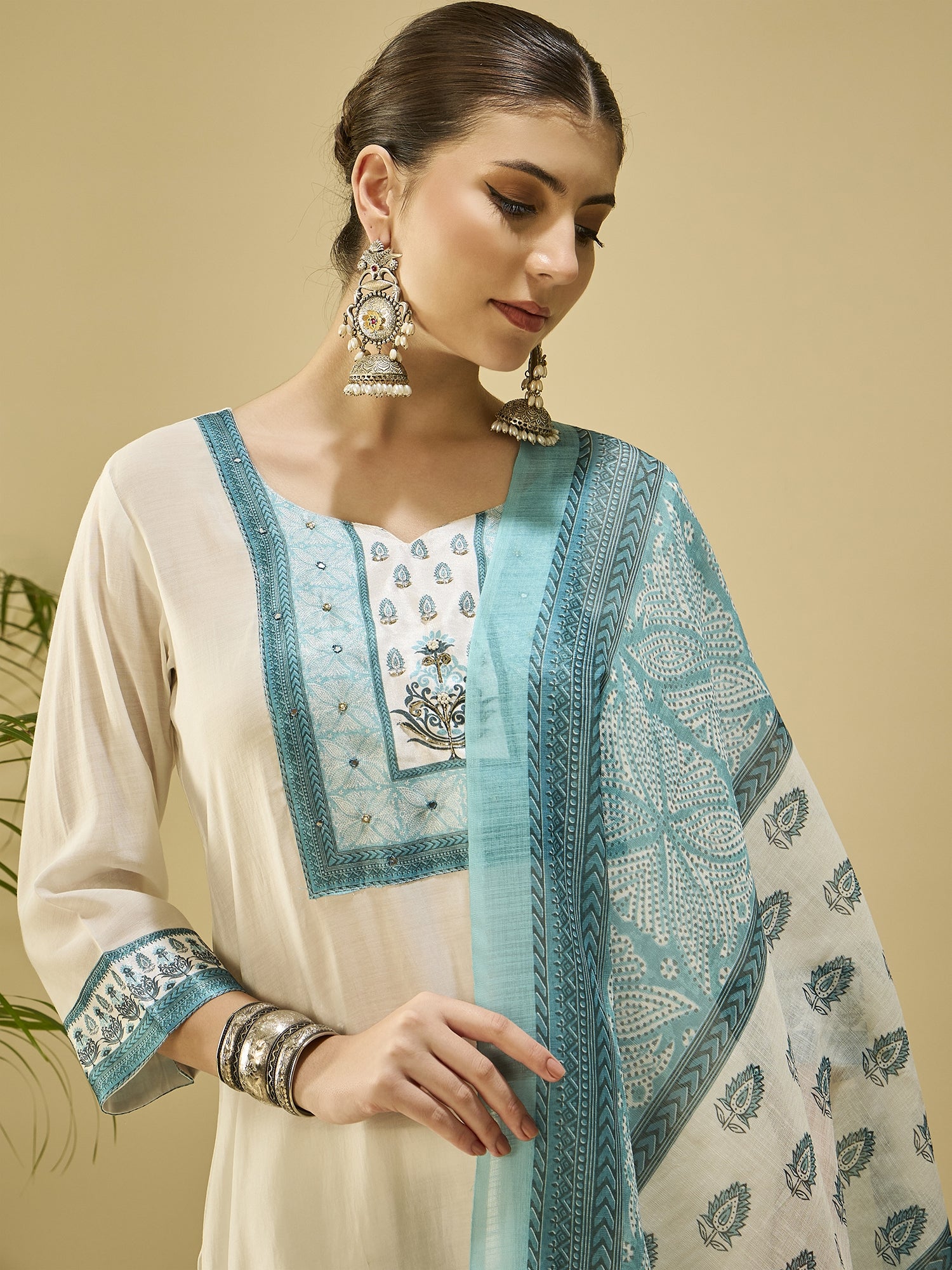 White Silk Blend Festive Kurta Set — everyday styling — graceful silk blend — Banwaree