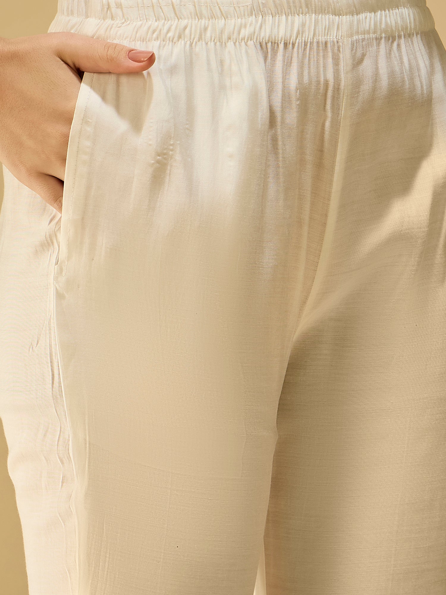 White Silk Blend Festive Kurta Set — dupatta close up — White Silk Blend — Banwaree