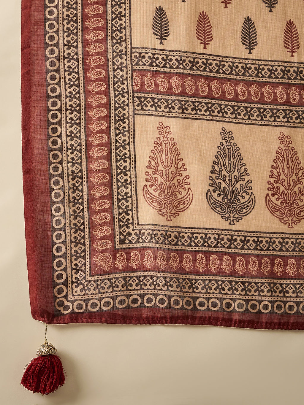 Maroon Printed Kurta Set — full length festive look — Maroon — Banwaree