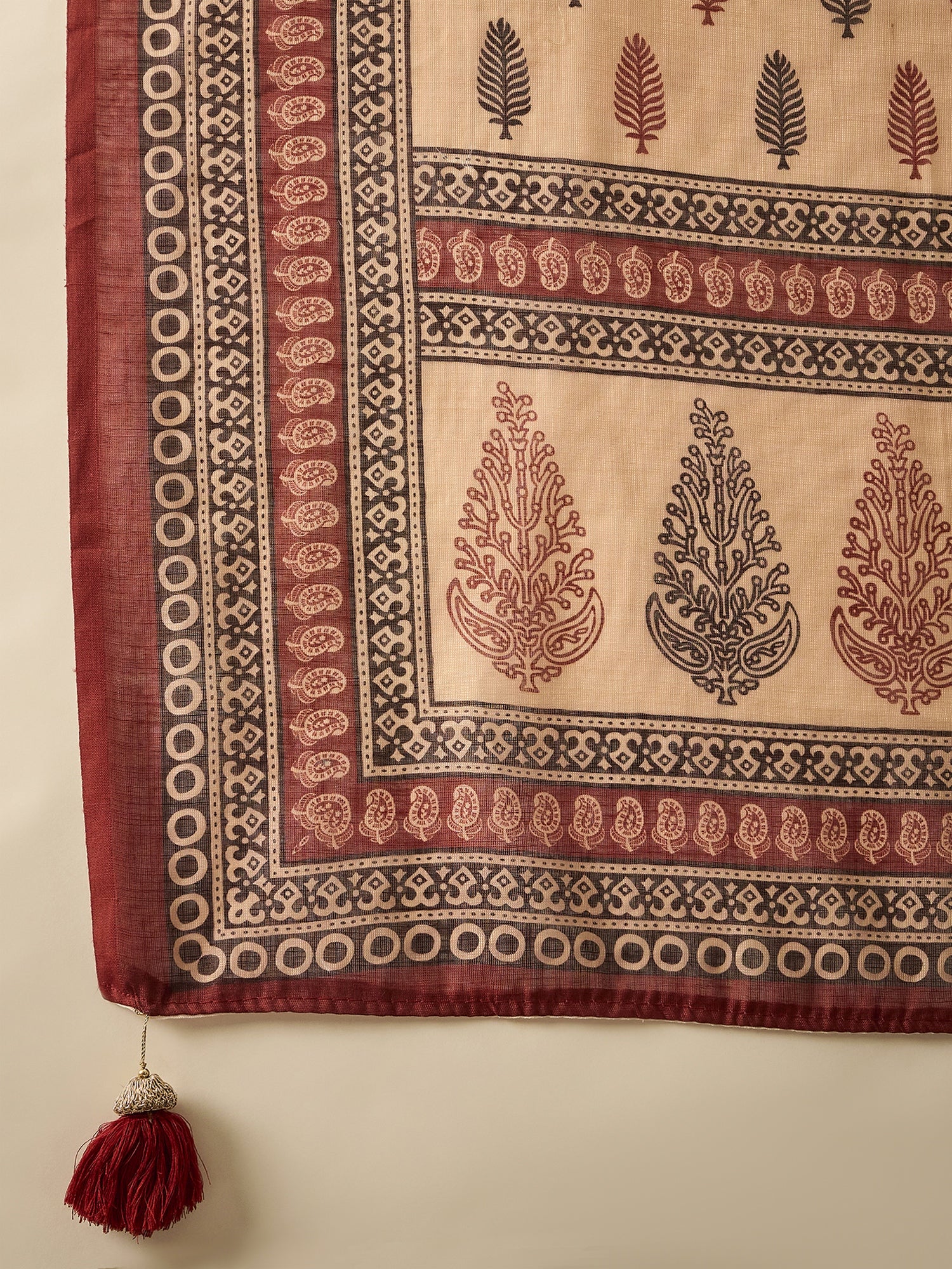 Maroon Printed Kurta Set — full length festive look — Maroon — Banwaree