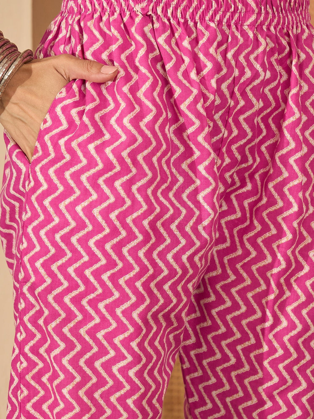 Pink Cotton Blend Kurta Set — dupatta close up — Pink Cotton Blend — Banwaree 2
