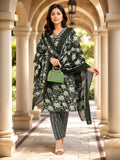 Dark Green Printed Cotton Blend Kurta Set — front view — pure cotton ethnic wear women
