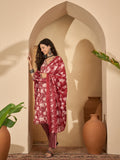 Maroon Cotton Blend Printed Kurta Set — front view — pure cotton ethnic wear women