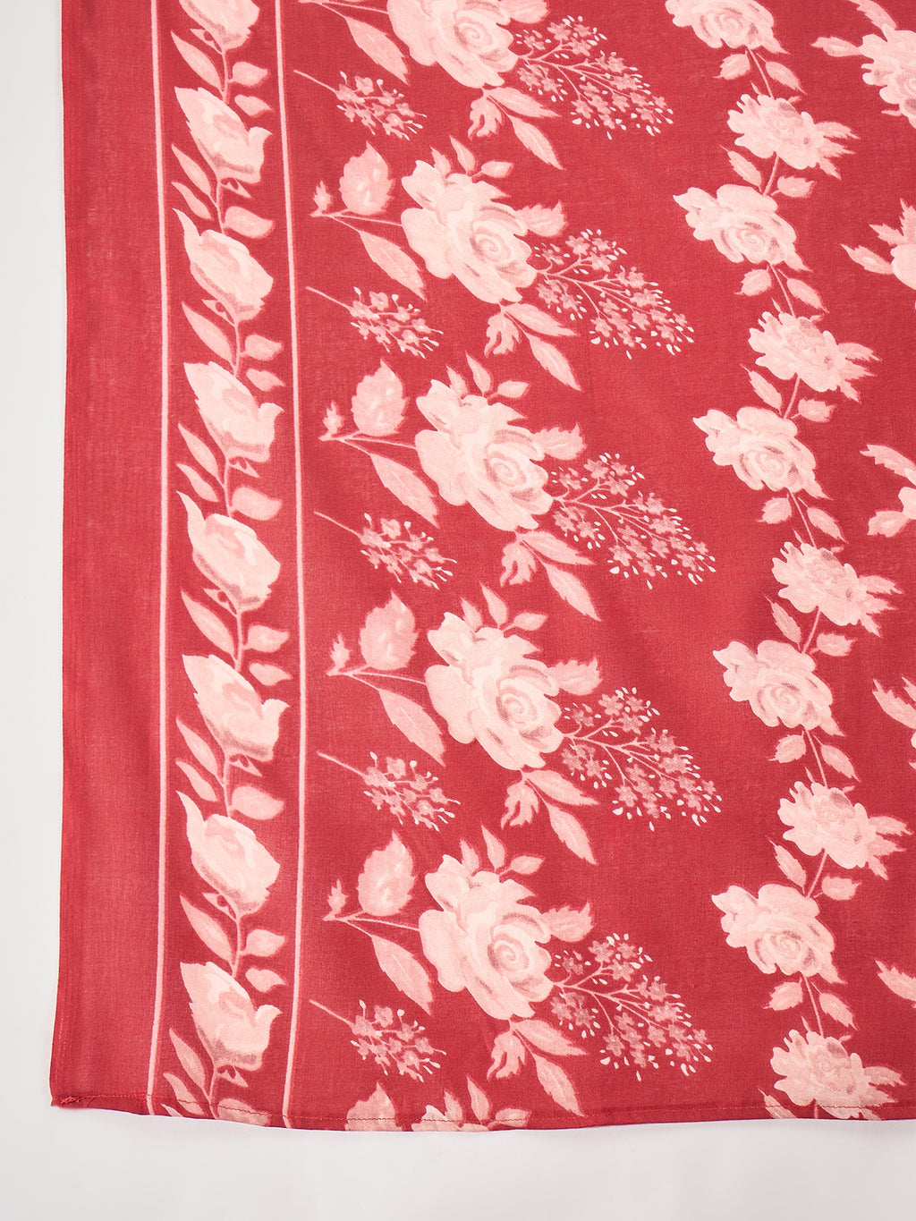 Maroon Cotton Blend Printed Kurta Set — full length festive look — Maroon — Banwaree