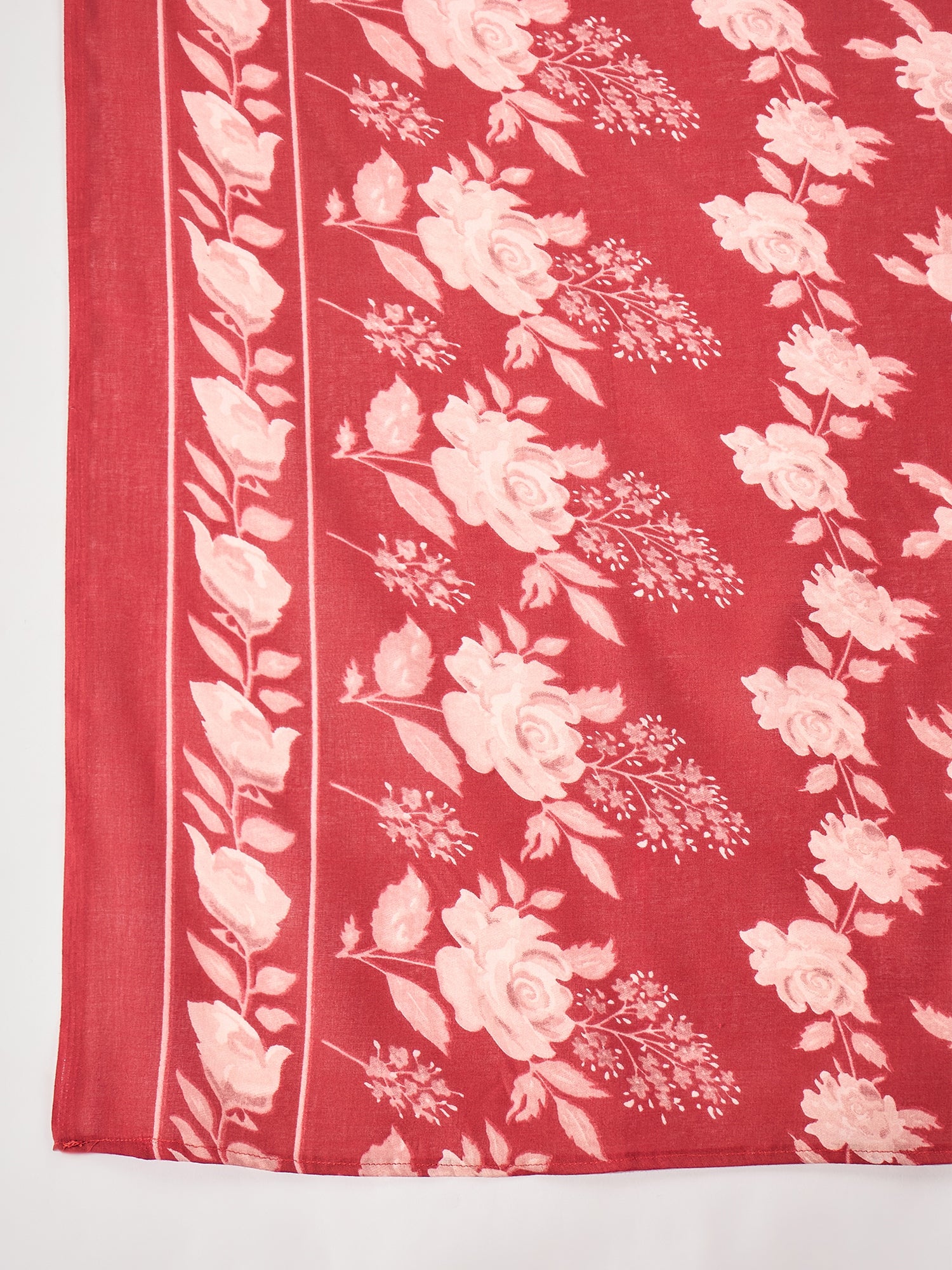 Maroon Cotton Blend Printed Kurta Set — full length festive look — Maroon — Banwaree