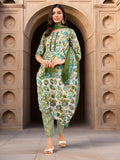 Green Cotton Blend Printed Ethnic Kurta Set — front view — pure cotton ethnic wear women