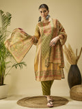 Mustard Cotton Blend Printed Kurta Set — front view — pure cotton ethnic wear women