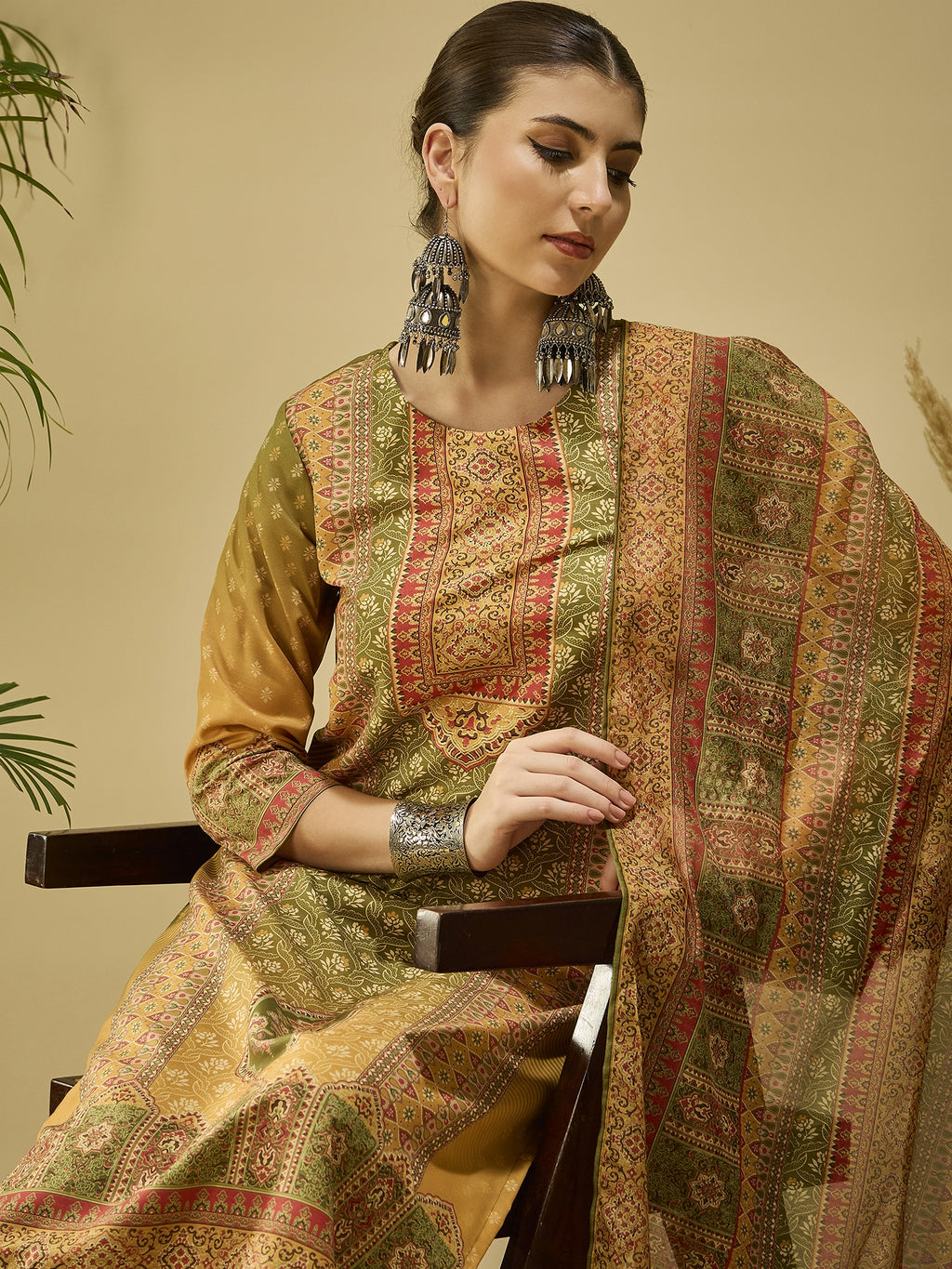 Mustard Cotton Blend Printed Kurta Set — festive styling — casual cotton blend — Banwaree