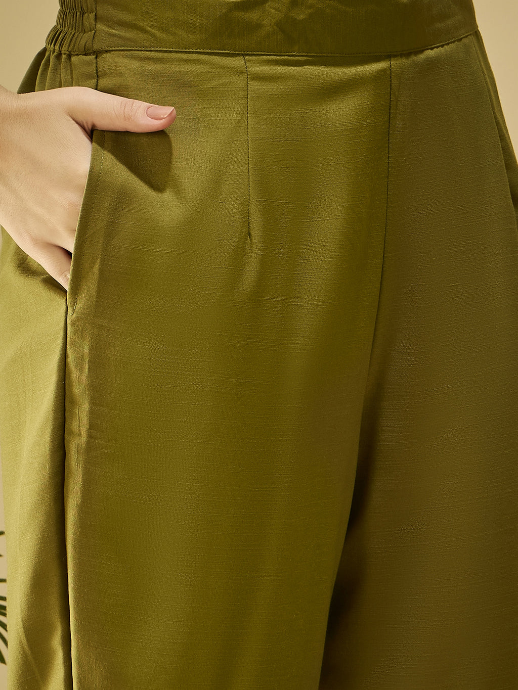 Mustard Cotton Blend Printed Kurta Set — dupatta close up — Mustard Cotton Blend — Banwaree