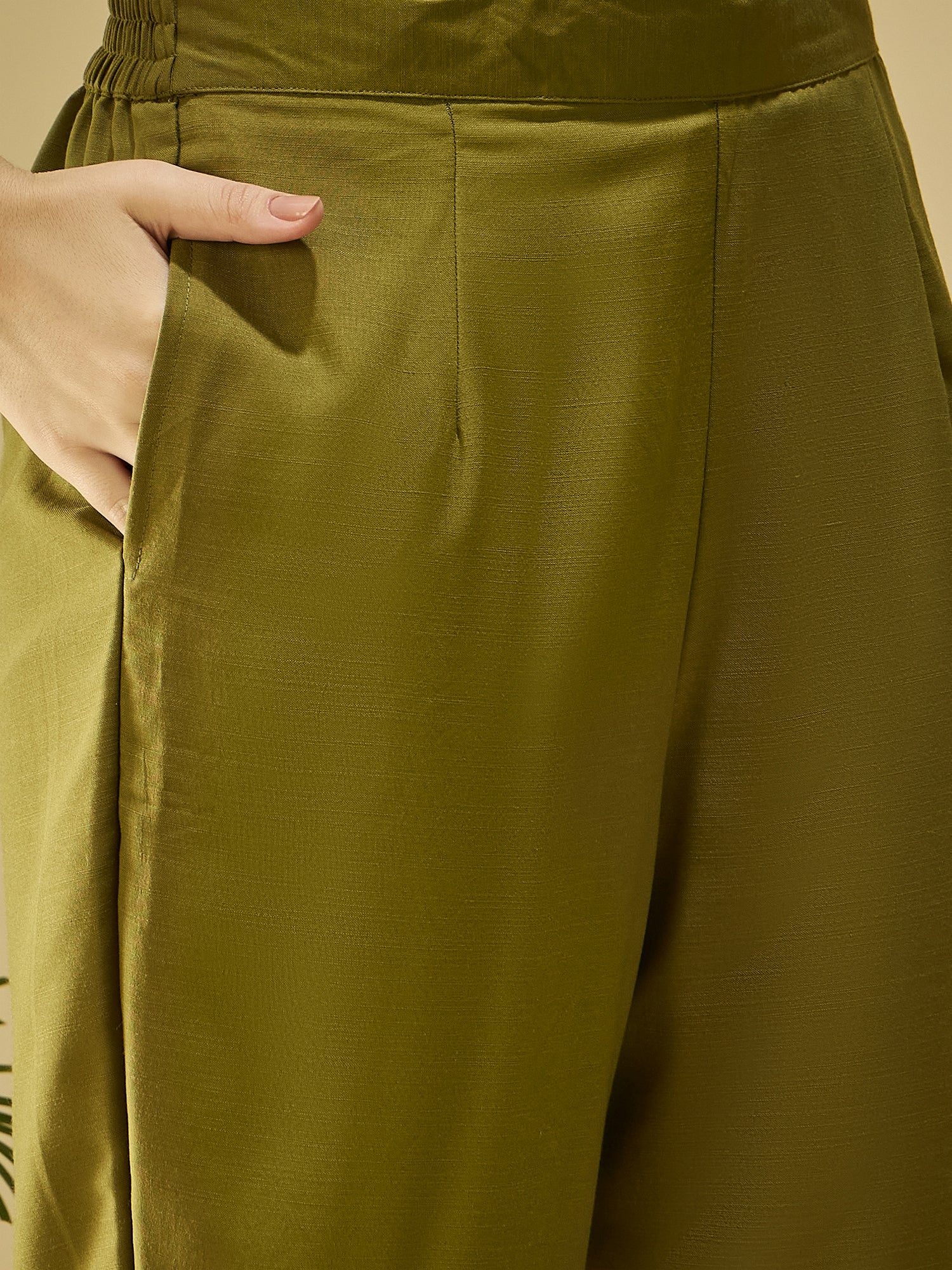 Mustard Cotton Blend Printed Kurta Set — dupatta close up — Mustard Cotton Blend — Banwaree